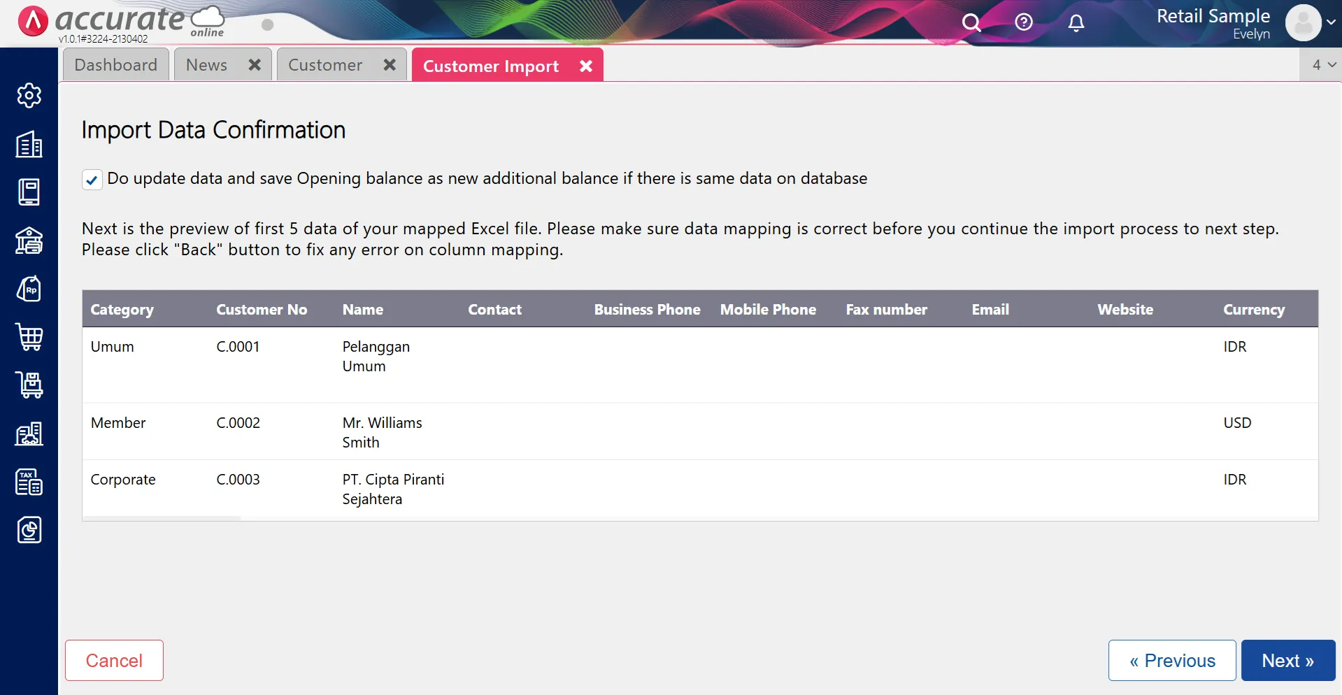 Import Master Customer Do Update